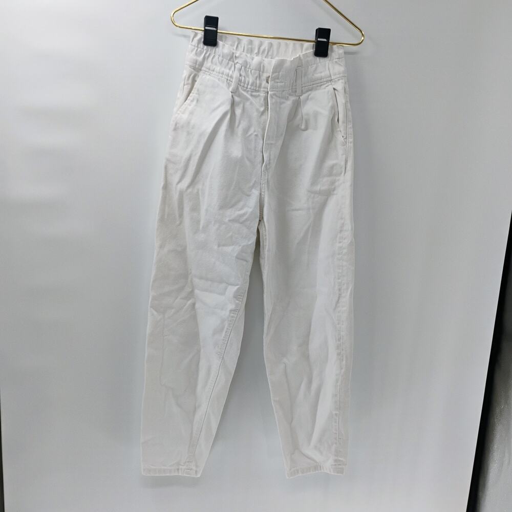 Zara Barrel Pants Ivory Paperbag Baggy Fit‎ High Waisted Ankle Y2K Women barrel
